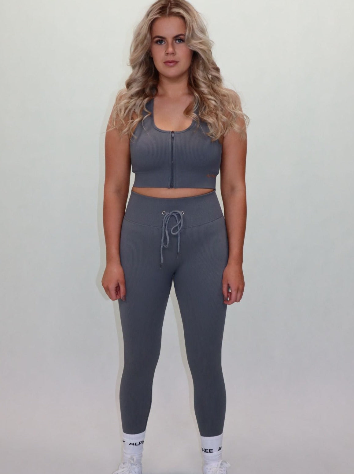 The Ribbed Full Length Tights - Grey