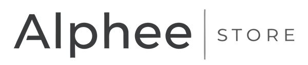 Alphee Store logo in dark gray text on a solid white background.
