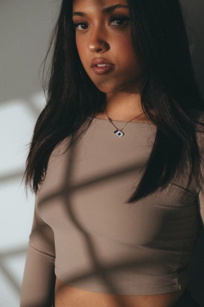 The Square Neck Long Sleeve - Beige